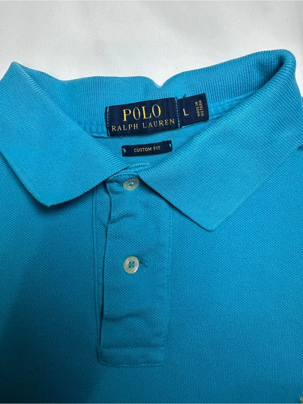 MENS Ralph Lauren POLO - Turquoise with Yellow Logo- LARGE